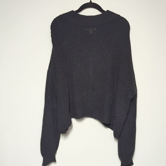 BP Black Mock Turtleneck Cable Knit Cropped Sweater - Picture 4 of 6